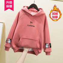Girl Gvet Thickening Necropolis Dress Winter Clothing Children Loose External Wearing Even Cap Triple Sleeve Head Warm Foreign Air Casual Blouse