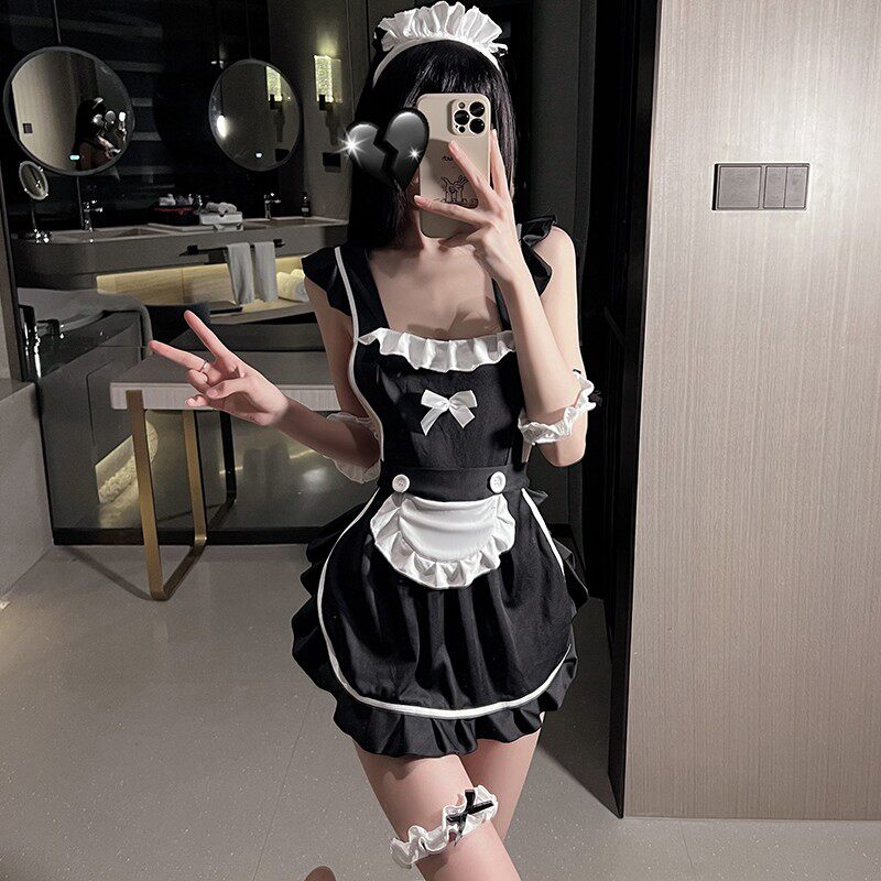 Erotic Lingerie Maid Dress Cos Sexy Little Chest Pure Desire Uniform Seductive Passion Midnight Charm free Maid Dress 
