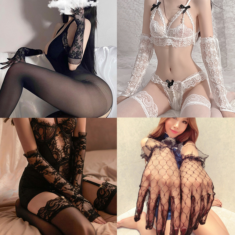 Lace Gloves Love Anecdoary Underwear Accessories Mesh Yarn Gloves Bridal Lace Gloves Uniform accessories Fishing Nets Handcuff grid-Taobao