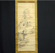 In the Qing Dynasty Chunqin Jis paper landscape hanging shaft (not old package)