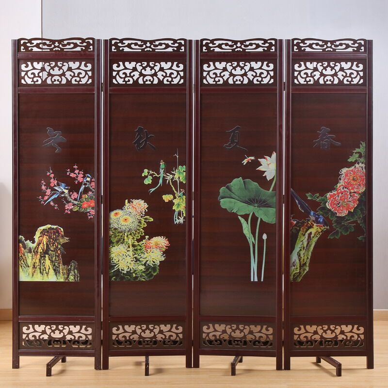 Rắn gỗ gấp màn hình di chuyển màn hình khách sạn phân vùng văn phòng nhà hiên phân vùng màn hình cổ Trung Quốc - Màn hình / Cửa sổ khung cửa sổ tròn