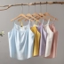 Tranh tiếp tục văn học cổ tròn lỏng lẻo màu áo sơ mi cotton retro hoang dã và vải lanh Zen yếm nữ 2020 hè mới - Áo ba lỗ