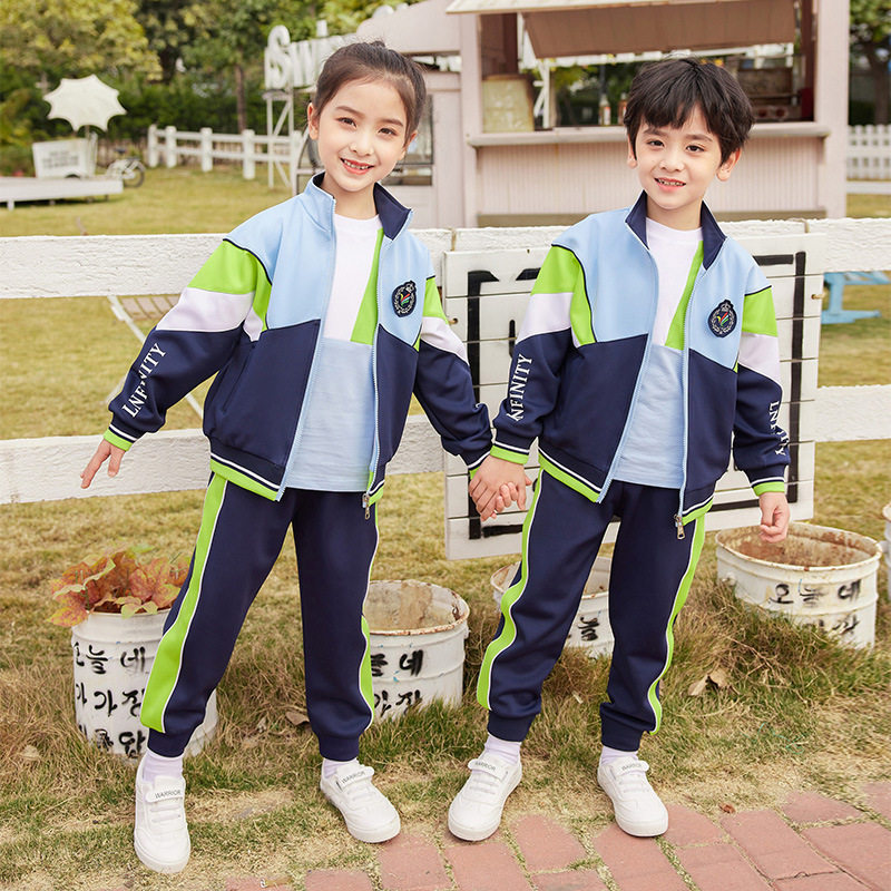 School uniforms for elementary school students spring and autumn kindergarten uniforms new children's navy blue long-sleeved short-sleeved sports three-piece suit