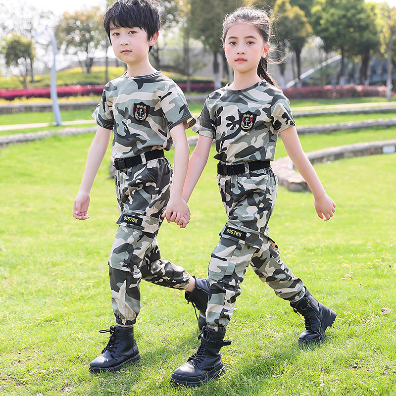 Children's camouflage clothing summer primary school students summer camp long-sleeved military training clothing military kindergarten performance clothing special forces
