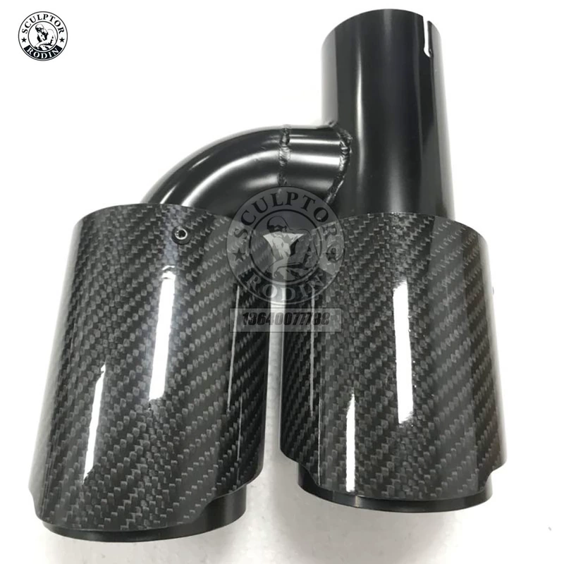 Ống Xả Ô Tô Đuôi Họng Hình Chữ H Sợi Carbon Đôi Ổ Cắm Đuôi Vòi Thích Hợp Cho Xe BMW 320 Audi Toyota Đa Năng đuôi Vòi Phun vệ sinh ống xả ô tô ống xả xe tải