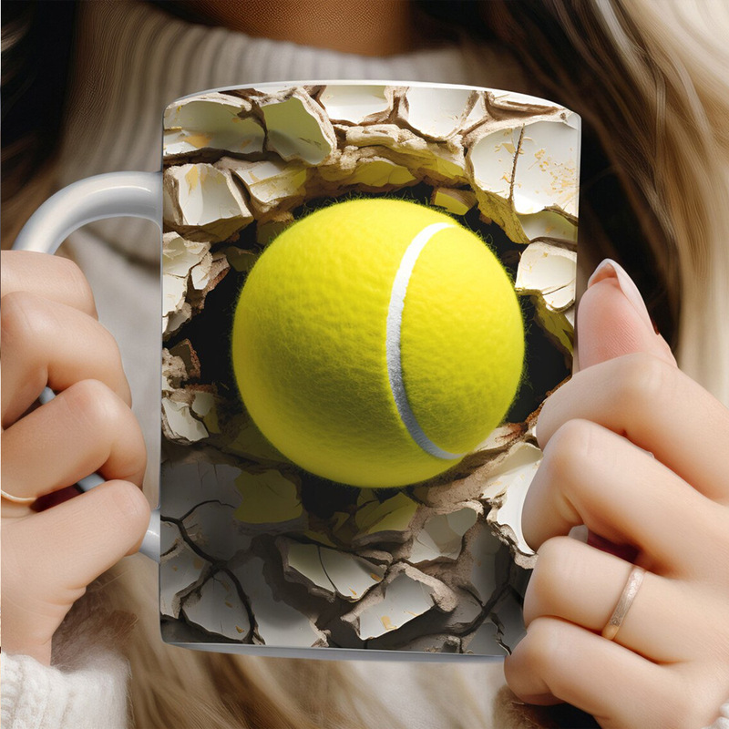 Tennis, Golf, Football, Basketball, Rugby, Baseball 3D Picture Ceramic Mug Coffee Cup