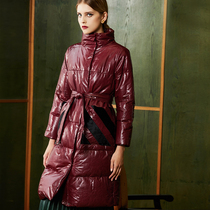 U N Q Italy Wax-Induced Tannic Sheep Leather Fetal Cow Hair Thickening Warm Medium Long genuine leather down jacket jacket