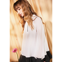 U N Q hazy feeling 16 mmi double crepe loose long sleeve inserted shoulder lantern sleeve doll with real silk shirt blouse