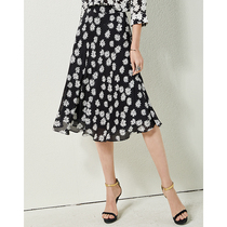 U N Q yo-yo with quiet and elegant printed high waist display slim real silk half skirt A character dress mulberry silk half body skirt woman