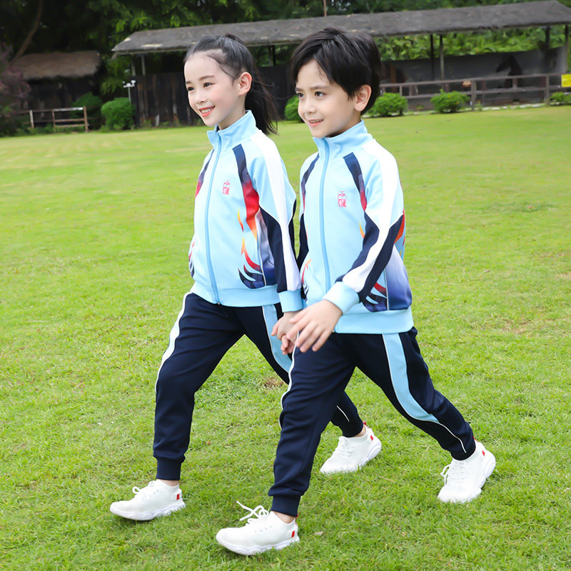 School uniforms for primary school students spring and autumn suit blue red sports meeting clothing two or three sets of children's kindergarten class uniforms