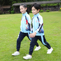 Elementary school uniforms spring and autumn suits blue red sports clothing two or three sets of childrens kindergarten class uniforms