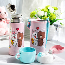 Thermos Thermos Thermos Thermos Kids Straw Straight Mouth Dual Use Water Cup Set Baby Kettle 600ml