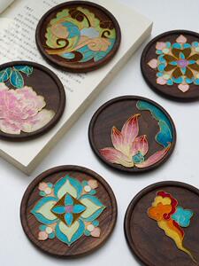Big Dream Intangible Cultural Heritage Cloisonné Enamel Painting DIY Handmade Material Kit Wooden Coaster Cloisonné Gi
