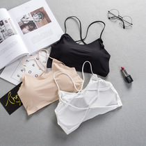 Summer with chest pad short ice silk sling cross vest beauty back breast bandeau base anti-light underwear bra