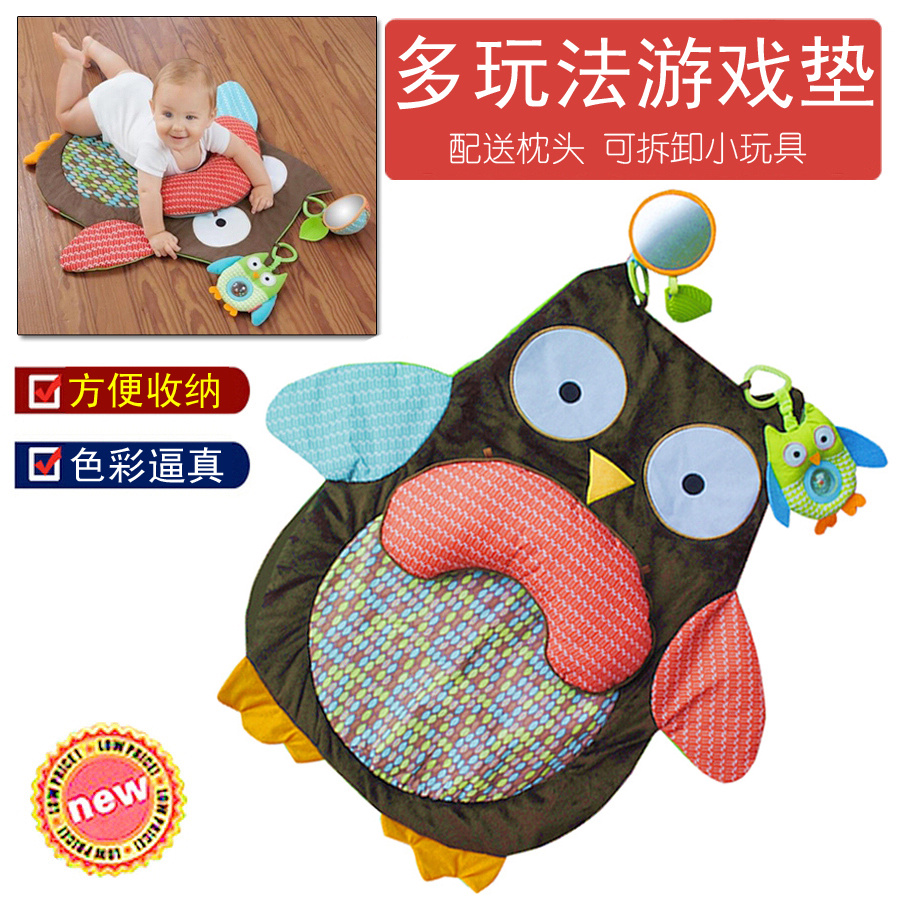 Rattle game blanket baby play mat crawling fitness toy 0-2 years old baby with pillow crawling blanket