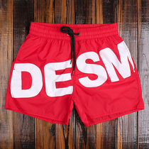 DESMIIT tide brand mens beach pants summer large letter three-point shorts quick-drying can go into the water beach hot spring swimming