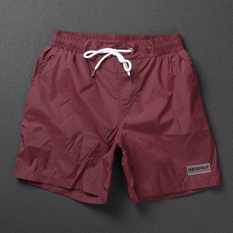 Men's Trendy Casual Solid Color Coffee-Colored Simple Shorts, Quick-Drying, Suitable for Outdoor Wear, Beach Shorts, Vacation