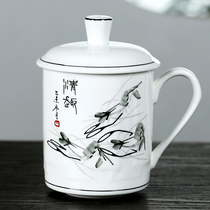 Ceramic with lid tea cup handmade painting Jingdezhen Home Home Mark Cup Bone China Office Cups Tea Drinking Water Cup