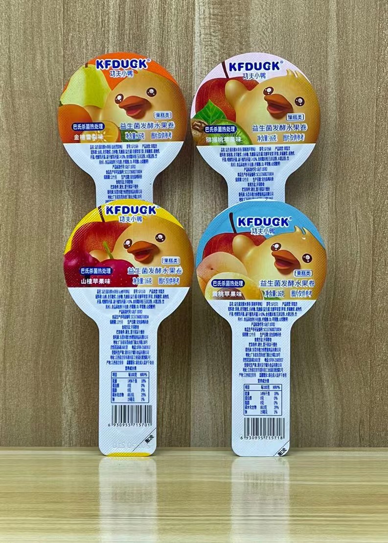 (10 19 9) Kung Fu Little Duck Probiotic Fermented Fruit Roll Chic Exotic Fruits Yellow Peach Golden Orange Hawthorn Taste 16g