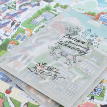 (MOKA) Dalian University of Technology hand-drawn four seasons campus map Dagong souvenir hand-drawn map customization