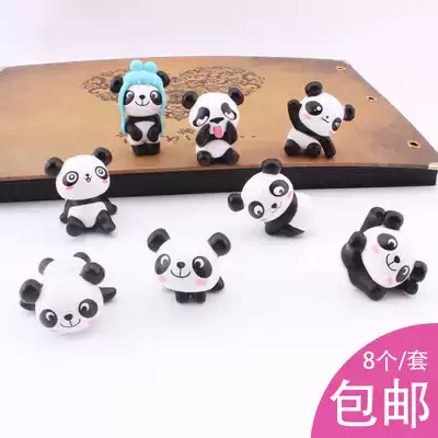 8 panda creative pushpins cartoon cute big head nail message board photo wall colored cork I-shaped nail