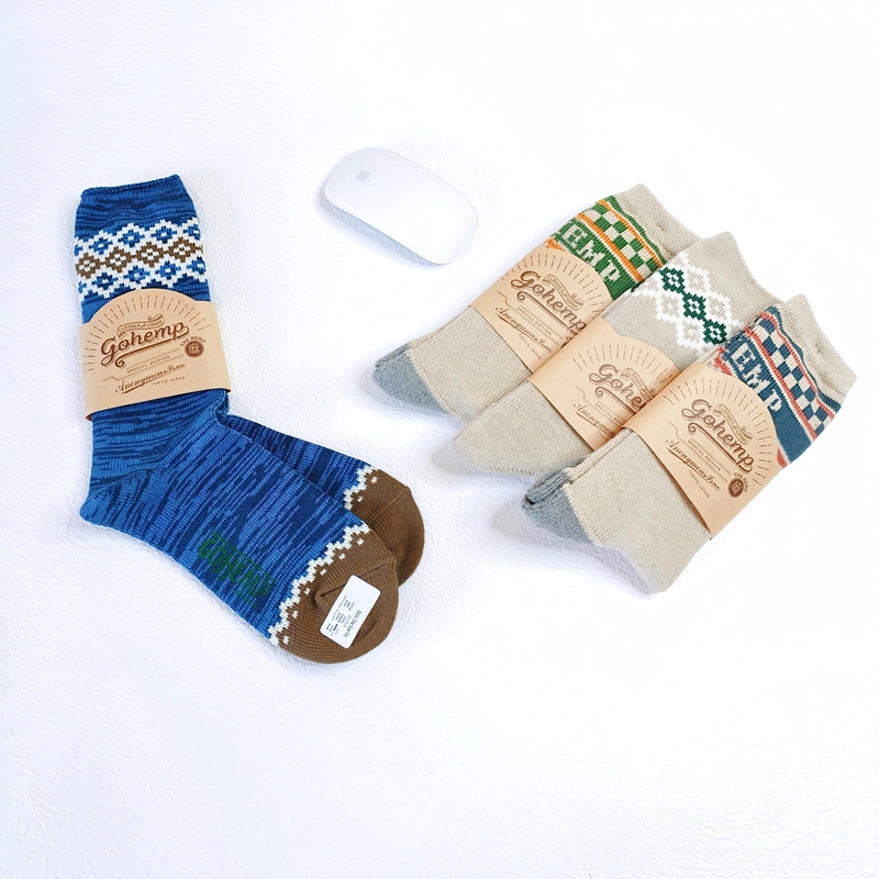 In Stock Anonymous Ism Japanese-Made Gohemp High-Top Organic Cotton Cross-Pattern High-Top Color-Block Men's Socks