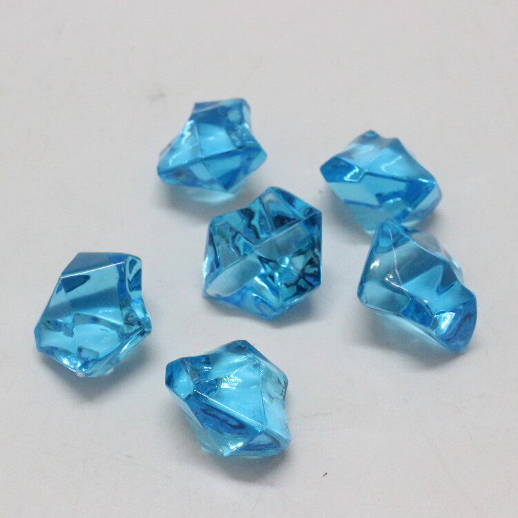 新品仿水晶小彩色石壓克力塑料透明石頭魚缸花瓶用裝飾彩石藍色