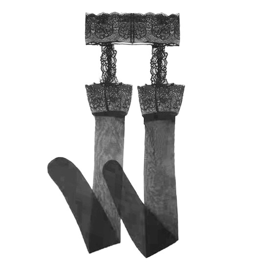 Japanese Thin Anti-Snag Lace Open-Crotch Black Sexy Stockings for Women, Long Tube Erotic Black Stockings, Leg-Enhancing Magic Stockings