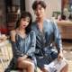 Japanese Silk Nightgown for Men, Summer Thin Ice Silk Bathrobe, Couple Style, High-End Couple Sleepwear, Home Wear