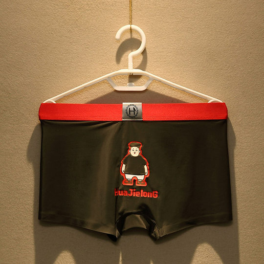Japanische Herren-Unterwäsche aus Eisseide, nahtlose Boxershorts, Sommer, ultradünne, atmungsaktive, trendige Cartoon-Boxershorts mit mittlerer Taille und lockerer Passform