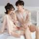 Japanese Silk Nightgown for Men, Summer Thin Ice Silk Bathrobe, Couple Style, High-End Couple Sleepwear, Home Wear