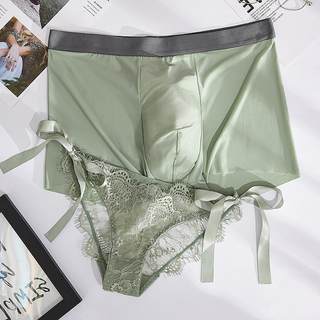 Japanese Sexy Couple Underwear Summer Ice Silk Thin Comfortable Breathable Men's Boxer Briefs Lace Women's Briefs