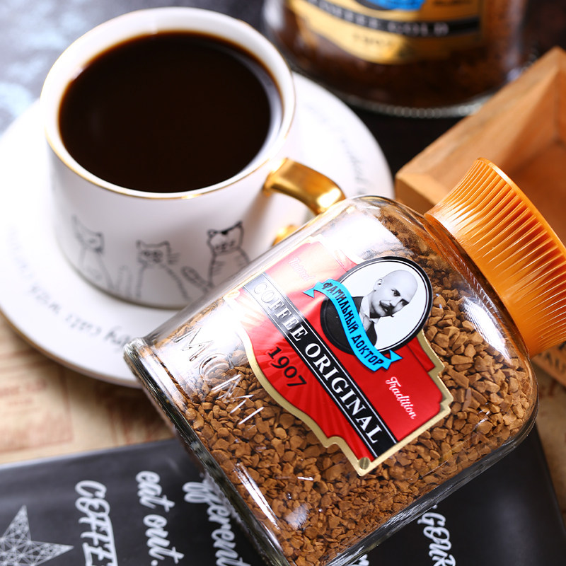 Russian Imported Black Coffee Hot Dry Frozen Dry Coffee Powder Charcoal Burning Bottled Instant Brew Drink 100 gr