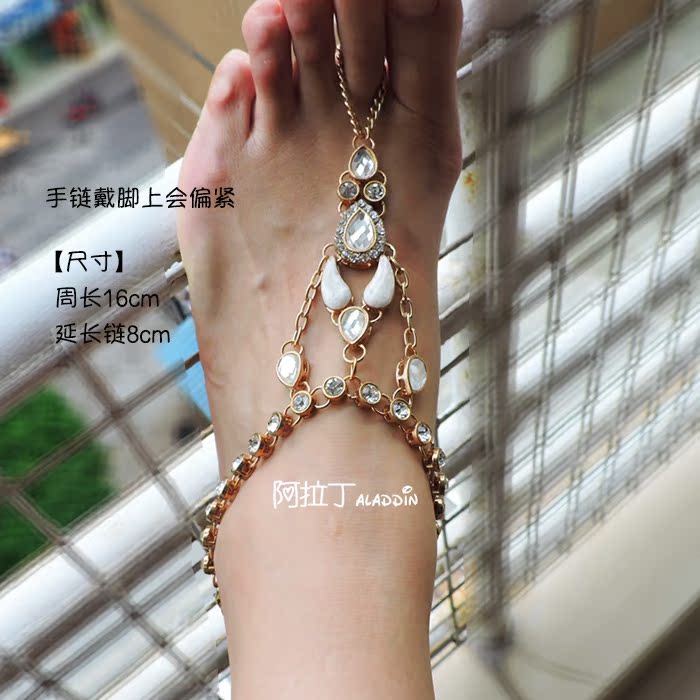 Aladdin Handmade Ấn Độ phong cách rhinestone chuỗi retro vòng đeo tay vòng chân bụng múa chân tua rua đôi đa năng lắc chân vàng 18k