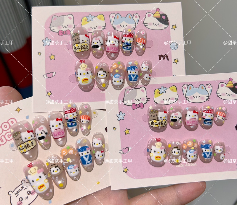 "Sweet Tea Handmade Nails" Cute Sushi Kitty