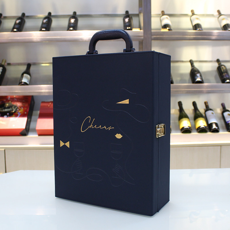 Packaging New High-end 2 Packs Red Wine Box Leather Case Double Support Red Wine Box Wine Red Wine Packing Box