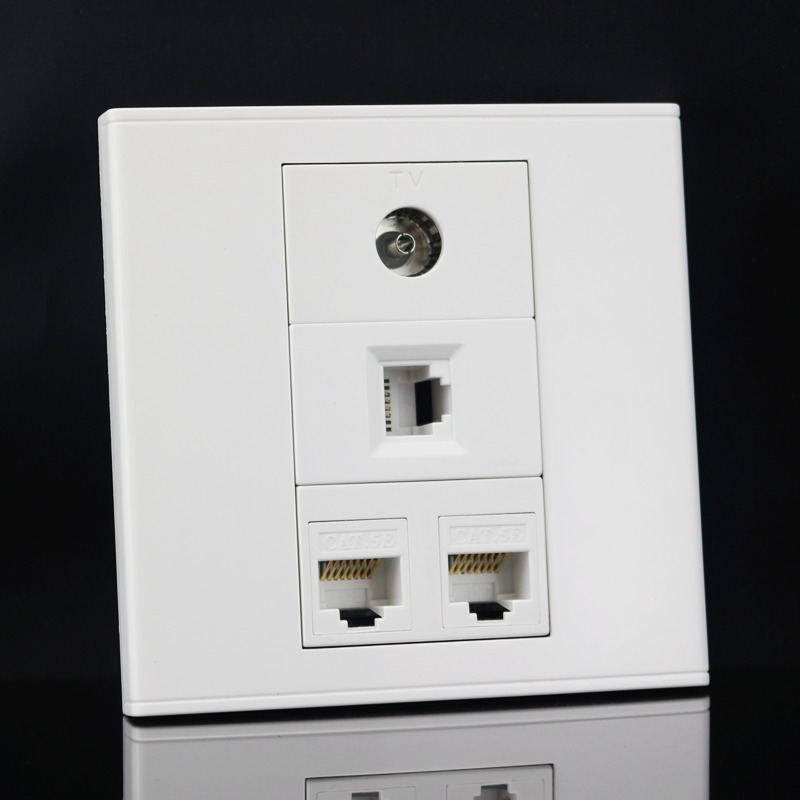 Type 86 2 Internet Phone TV Cable TV sockets Panel Double-port Computer Plus Phone TV Outlet