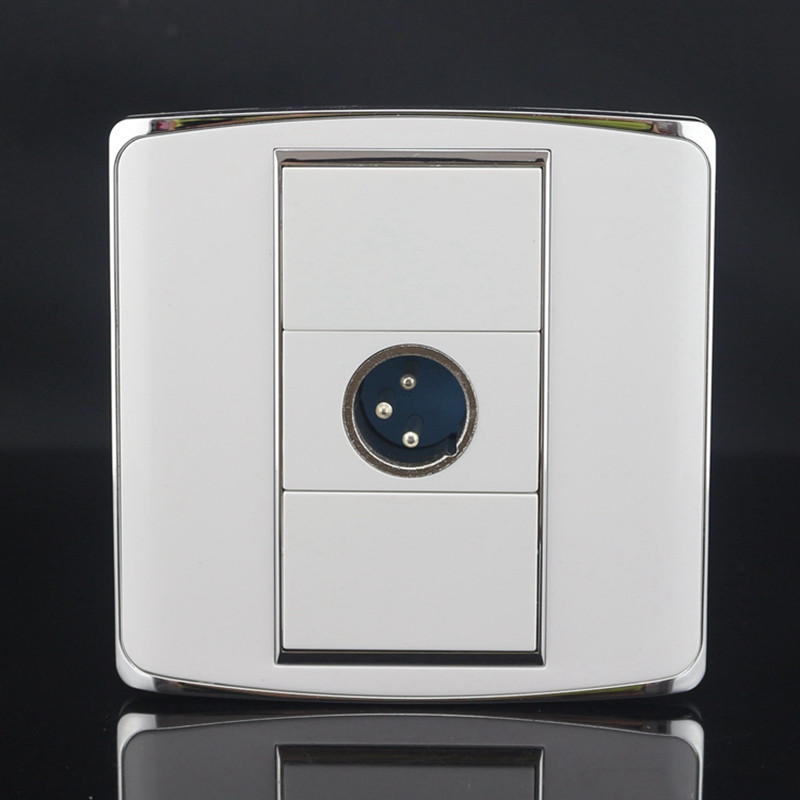 86 Steel Frame Camnon Socket Switch Panel Free 3 Core Public Cannon Multimedia Microphone Cannon socket