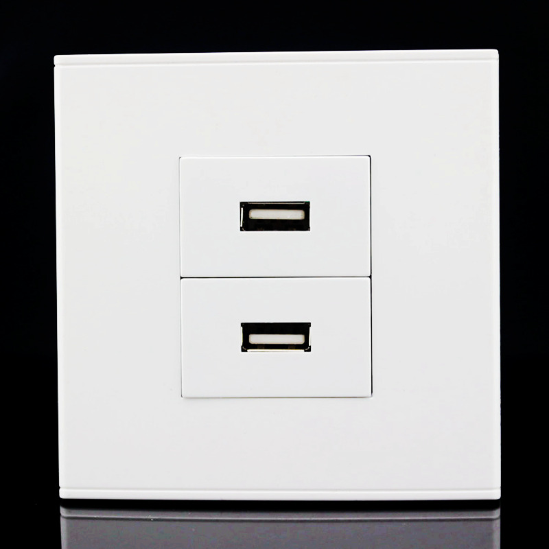 Welding-free 86 Type 2 USB socket Panel Double-port USB data socket USB socket Panel 2 0 connector