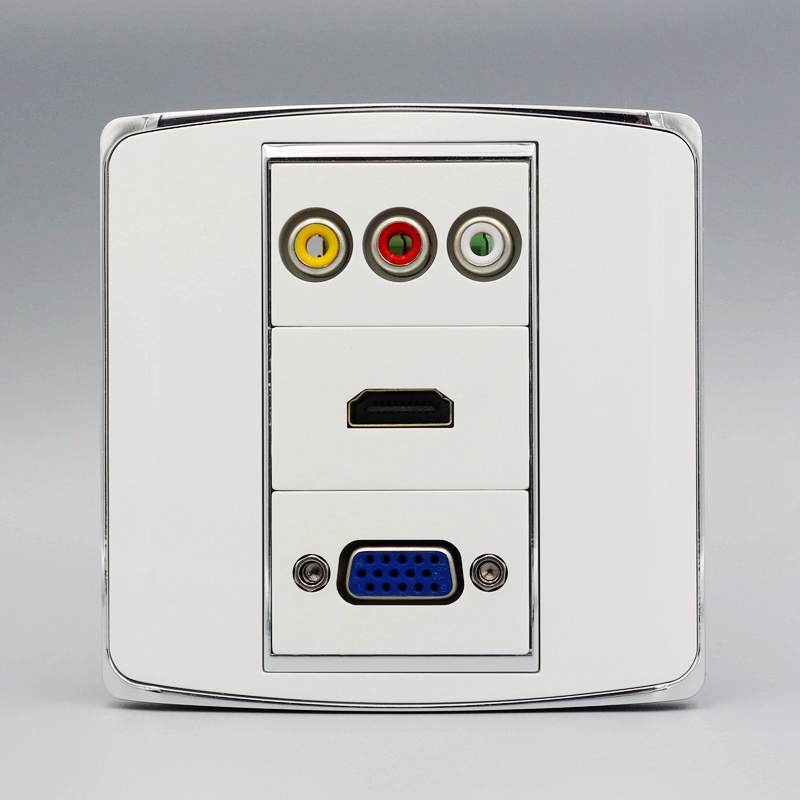 Steel frame white 86 type free of welding VGA audio-video plus HDMI high picture quality TV socket multimedia wall panel