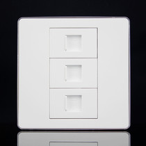 Silver edge type 86 three-position telephone combination socket panel RJ11 voice telephone information module CAT3 combination wall plug