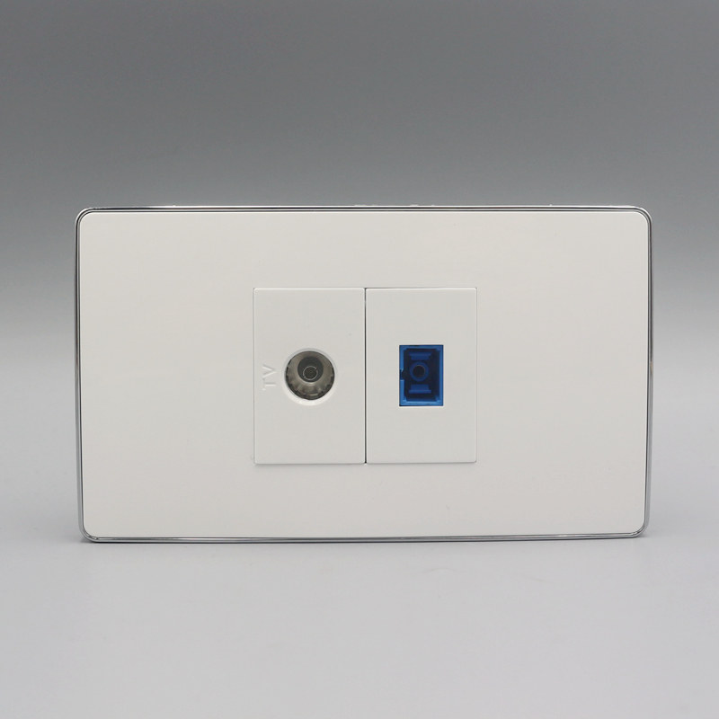 Silver edge 120 type TV SC fiber straight insert panel flange fiber optic line plus TV cable TV wall socket
