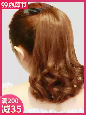 Pear flower wig ponytail Lady fake ponytail short curly hair strap wig piece Big Wave grip ponytail ponytail