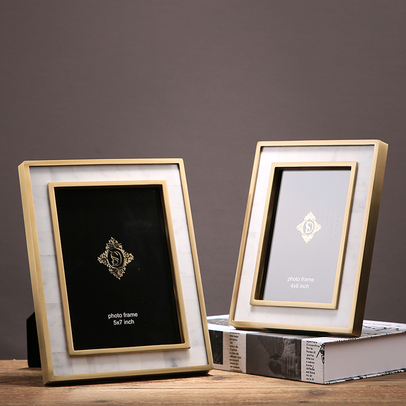 American Light Luxury Creative Photo Frame Swing Bench 6 Inch 7 Inch Marble Photo Frame Upscale Prototype Inter-Board Table Hem