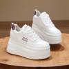 Genuine Leather Fleece-Lined 12cm Thick-Soled White Sneakers for Women 10cm Height-Increasing Cotton Shoes with Ultra-High 14cm Platform Casual Shoes