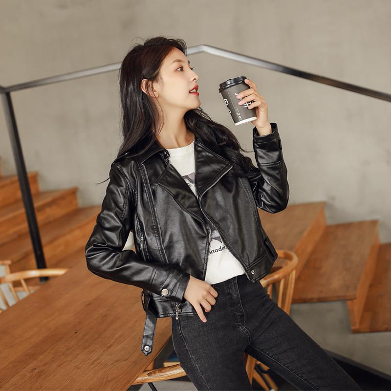 Lecea Alice Leather Coat Jacket Woman 2022 Spring new Korean version Small Conspicu Slim Short locomotive jacket