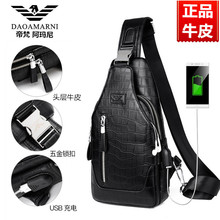 Di Fan Armani New Genuine Leather Chest Bag Men's Bag One Shoulder Crossbody Bag Top Layer Cowhide Business Men's Bag