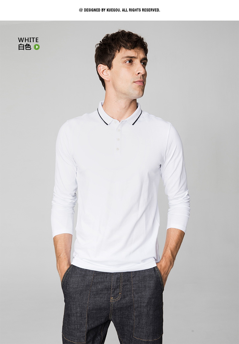 [Giải phóng mặt bằng] Áo thun dài tay nam cho nam đơn giản Slim Fit cổ áo thun mùa thu Bình thường Top 374 áo polo sói
