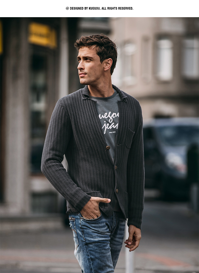 [Giải phóng mặt bằng] Áo len cardigan cho nam Áo len mùa thu Thời trang ve áo Áo len dệt kim Casual Áo khoác nam Tide 18219 phong cách thời trang nam