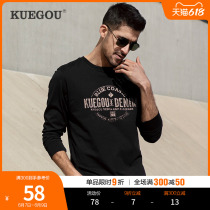 Cool clothes for spring New products printed round collar Long sleeves T-shirt men and Europe casual pure cotton body shirt 88118